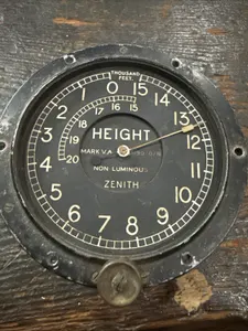 Zenith Aviation Altimeter Height Simple, 20,000 FT., Zenith Mk V.a. WWI